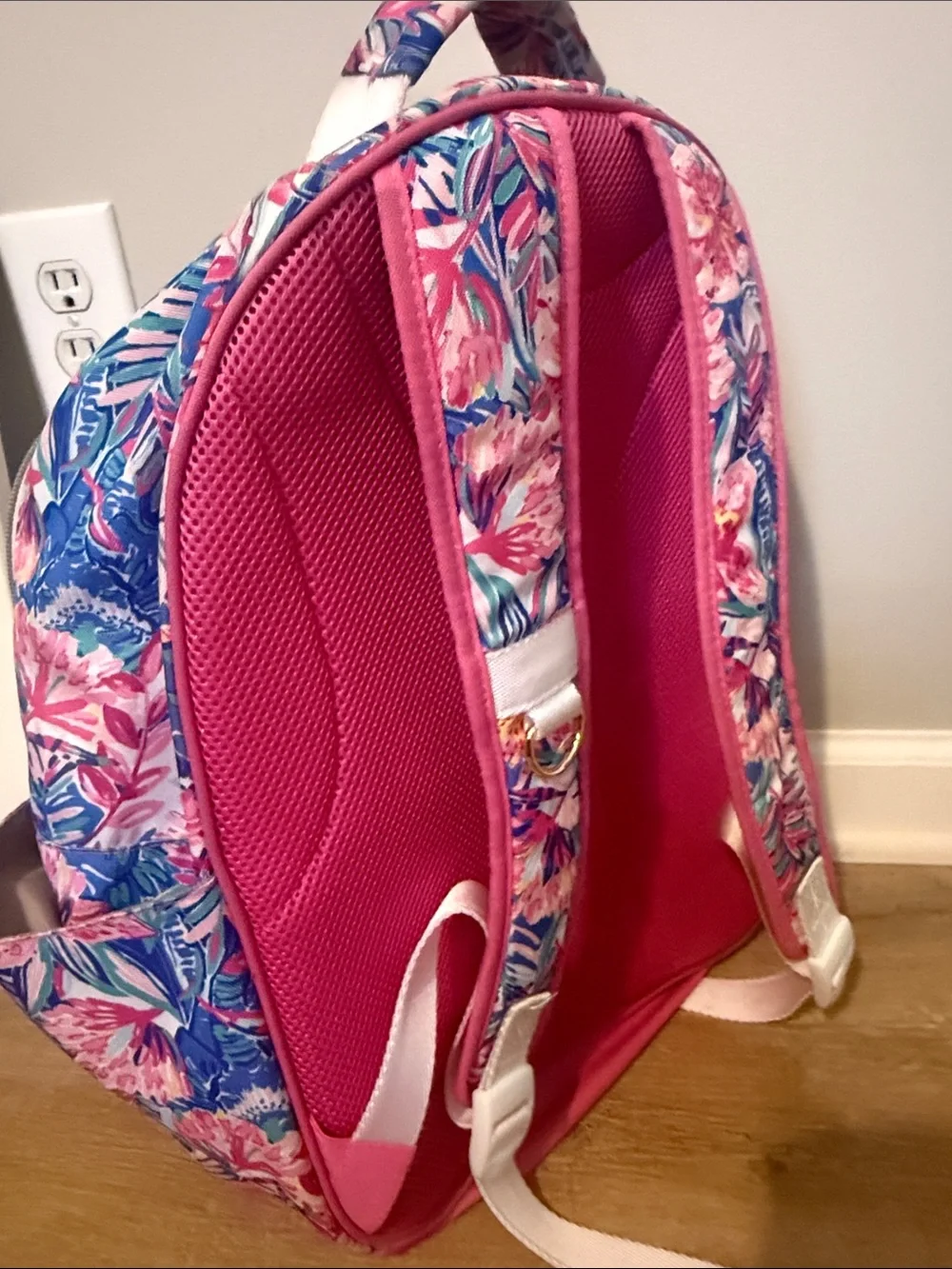 Lilly Pulitzer Floral Palm Print Backpack in Pink & Blue GUC